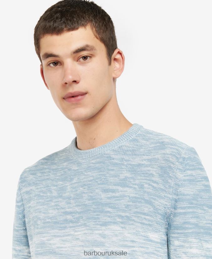Brading Ombre Knitted Crew Neck Jumper Barbour Men R08LB61123 Clothing Powder Blue