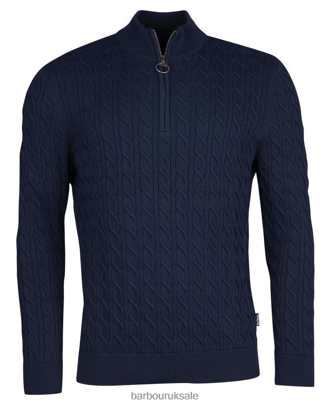 Cable Knit Half Zip Barbour Men R08LB61082 Clothing Light Moss