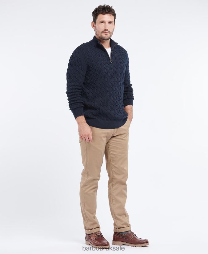Cable Knit Half Zip Barbour Men R08LB61082 Clothing Light Moss