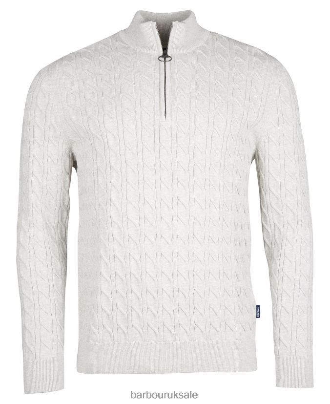 Cable Knit Half Zip Barbour Men R08LB61090 Clothing Light Moss