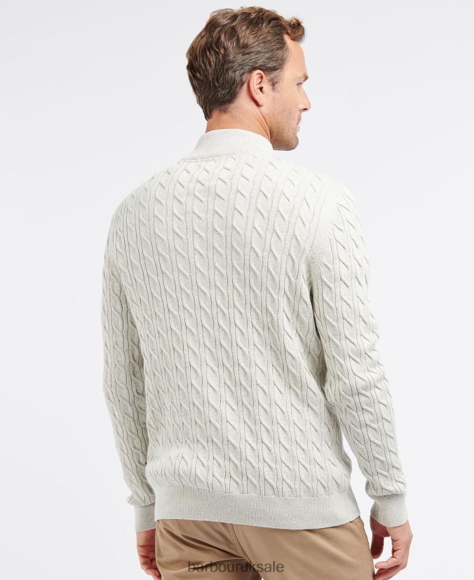 Cable Knit Half Zip Barbour Men R08LB61090 Clothing Light Moss