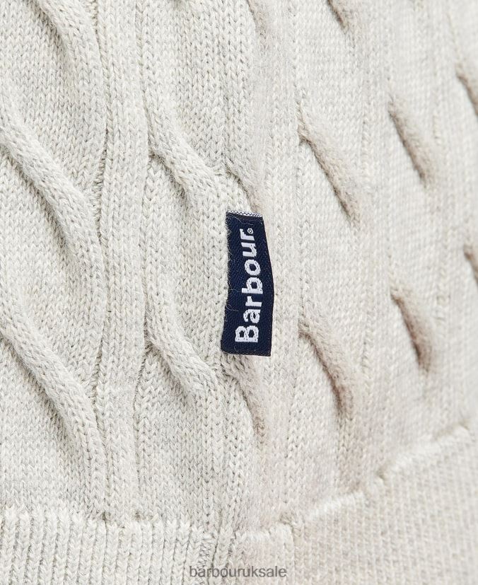 Cable Knit Half Zip Barbour Men R08LB61090 Clothing Light Moss