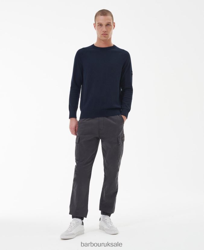 Cotton Crew Neck Sweater Barbour Men R08LB61086 Clothing Anthracite Marl