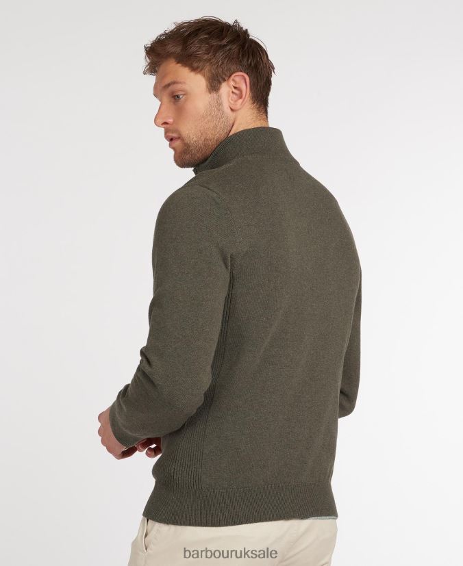 Cotton Half Zip Sweater Barbour Men R08LB61073 Clothing Olive Marl