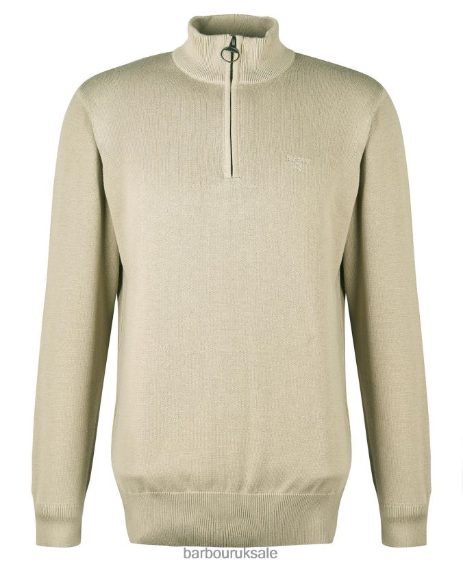 Cotton Half Zip Sweater Barbour Men R08LB61078 Clothing Grey Marl