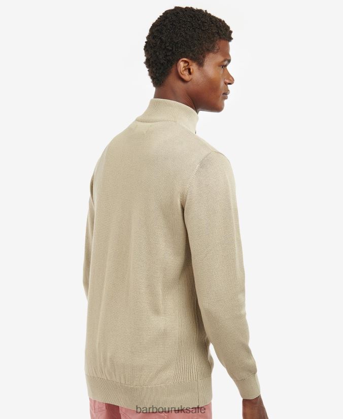 Cotton Half Zip Sweater Barbour Men R08LB61078 Clothing Grey Marl