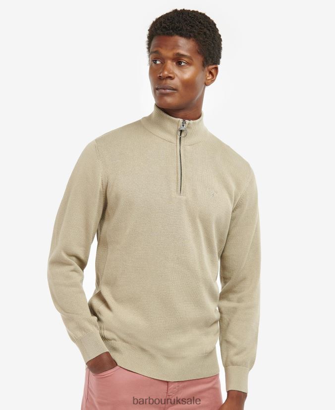 Cotton Half Zip Sweater Barbour Men R08LB61078 Clothing Grey Marl