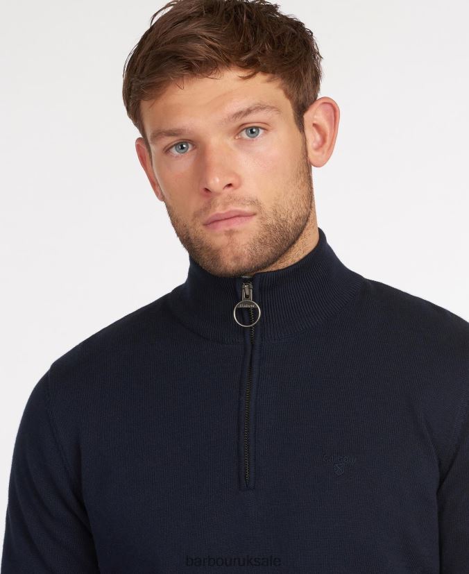Cotton Half Zip Sweater Barbour Men R08LB61081 Clothing Grey Marl
