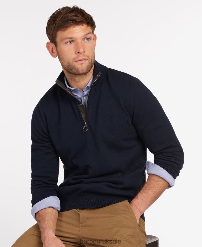 Cotton Half Zip Sweater Barbour Men R08LB61081 Clothing Grey Marl
