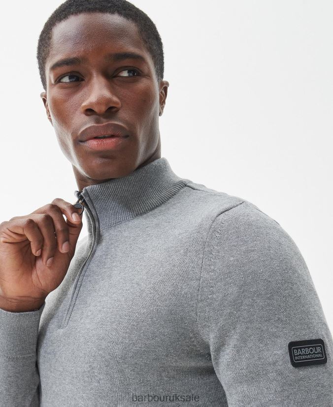 Cotton Half Zip Sweater Barbour Men R08LB61107 Clothing Anthracite Marl