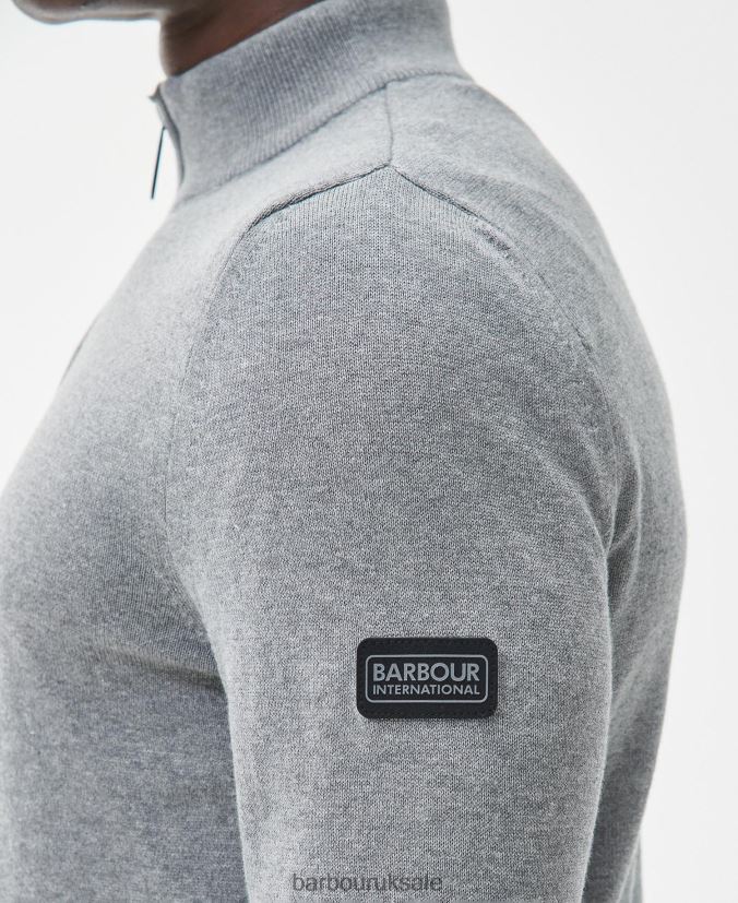 Cotton Half Zip Sweater Barbour Men R08LB61107 Clothing Anthracite Marl