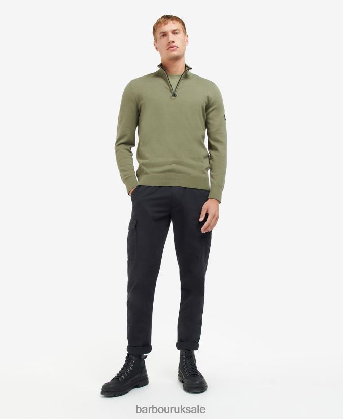 Cotton Half Zip Sweater Barbour Men R08LB61118 Clothing Anthracite Marl