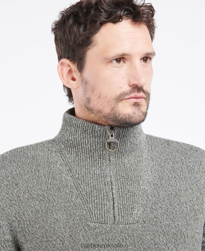 Cotton Twist Nelson Half Zip Barbour Men R08LB61098 Clothing Navy