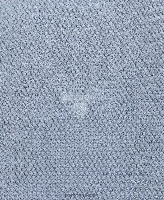 Fleming Knitted Crew Neck Jumper Barbour Men R08LB61093 Clothing Washed Blue