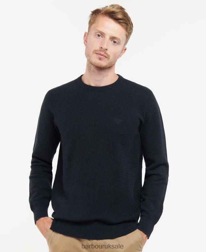 Fleming Knitted Crew Neck Jumper Barbour Men R08LB61127 Clothing Washed Blue