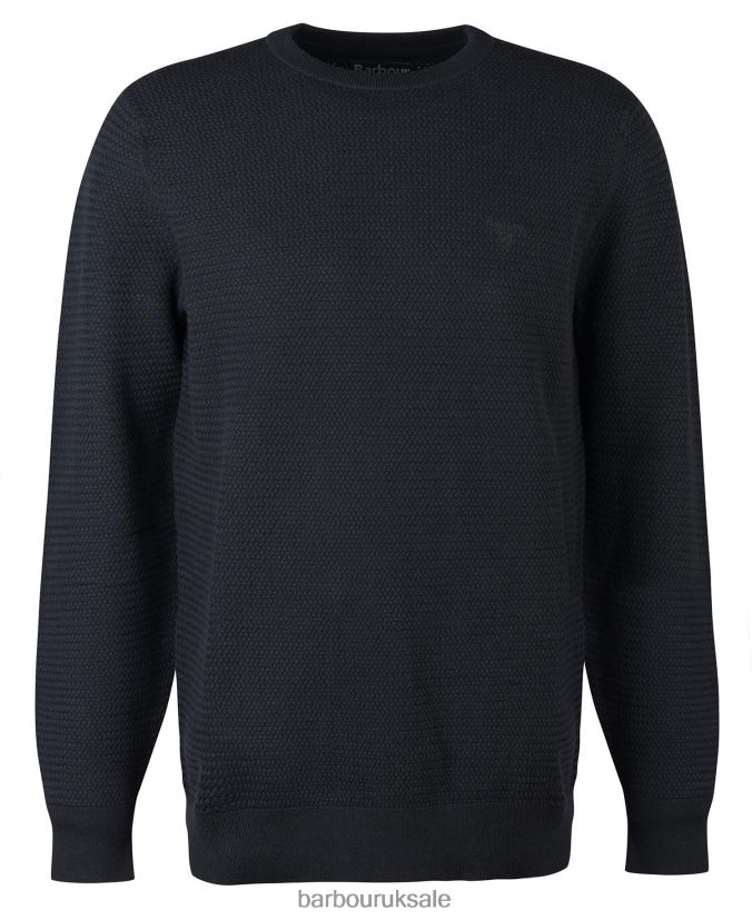 Fleming Knitted Crew Neck Jumper Barbour Men R08LB61127 Clothing Washed Blue
