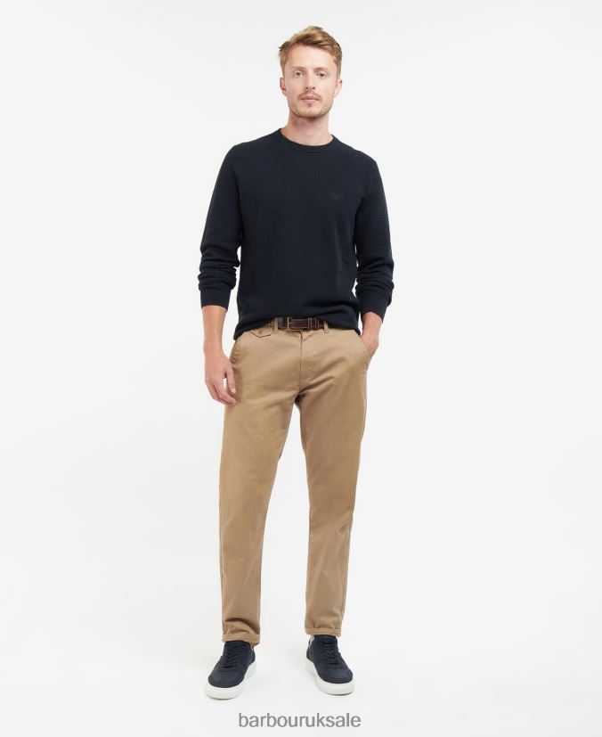 Fleming Knitted Crew Neck Jumper Barbour Men R08LB61127 Clothing Washed Blue