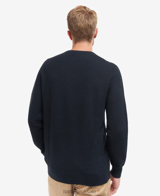 Fleming Knitted Crew Neck Jumper Barbour Men R08LB61127 Clothing Washed Blue