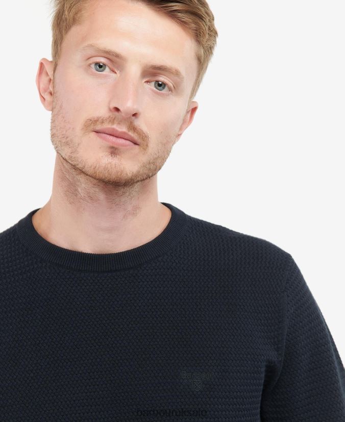 Fleming Knitted Crew Neck Jumper Barbour Men R08LB61127 Clothing Washed Blue