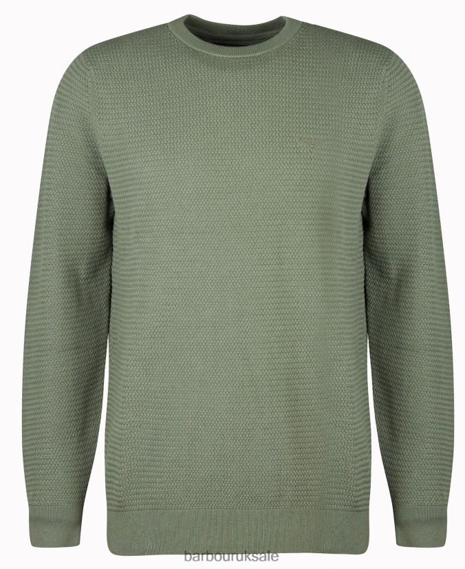 Fleming Knitted Crew Neck Jumper Barbour Men R08LB61128 Clothing Washed Blue