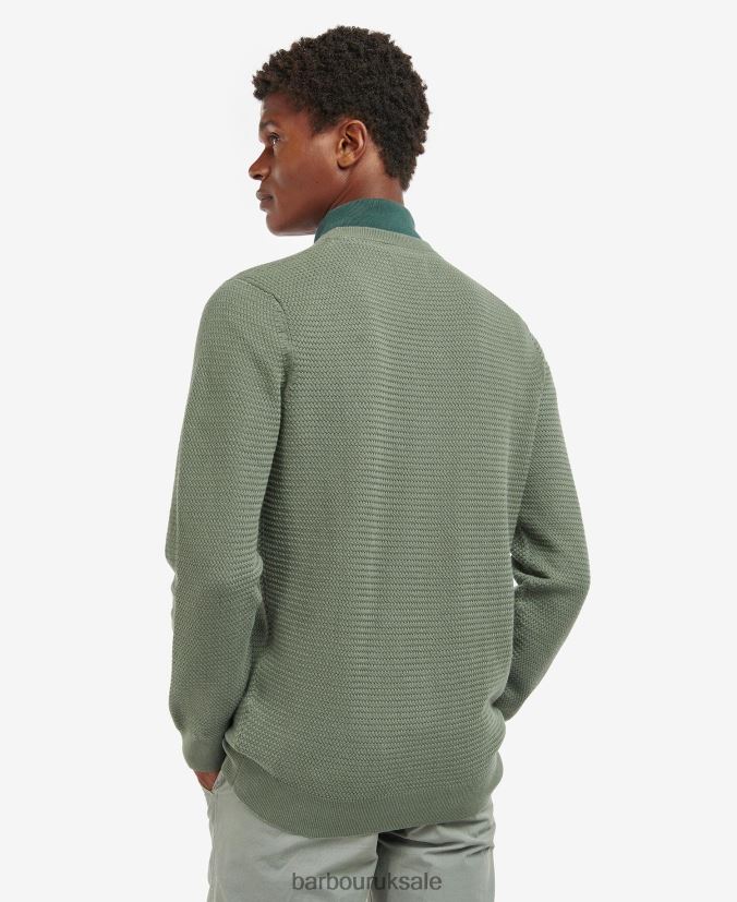 Fleming Knitted Crew Neck Jumper Barbour Men R08LB61128 Clothing Washed Blue