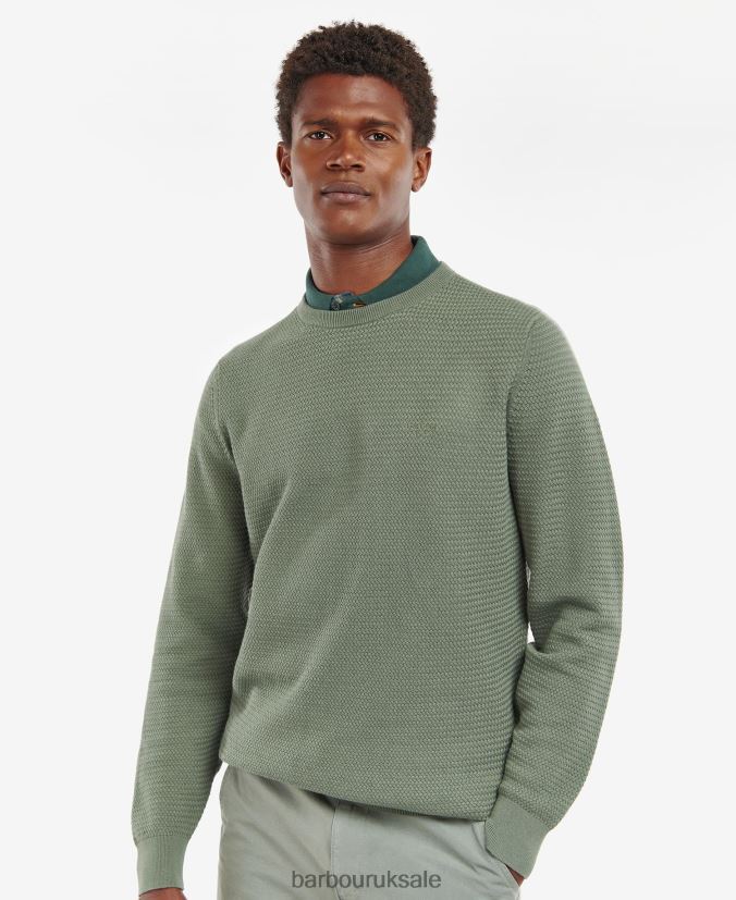Fleming Knitted Crew Neck Jumper Barbour Men R08LB61128 Clothing Washed Blue