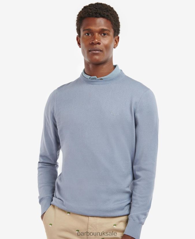 Light Cotton Crew Neck Sweater Barbour Men R08LB61126 Clothing Light Moss