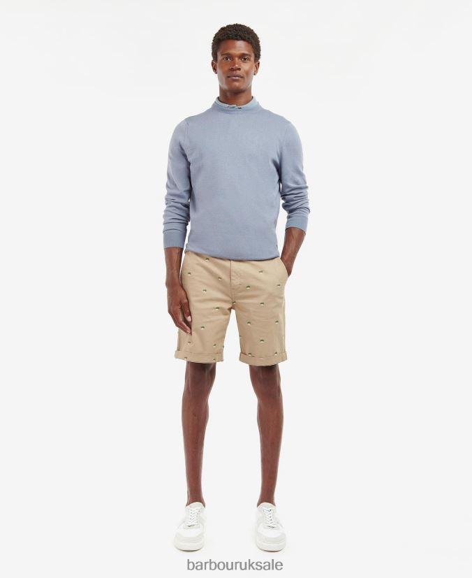Light Cotton Crew Neck Sweater Barbour Men R08LB61126 Clothing Light Moss