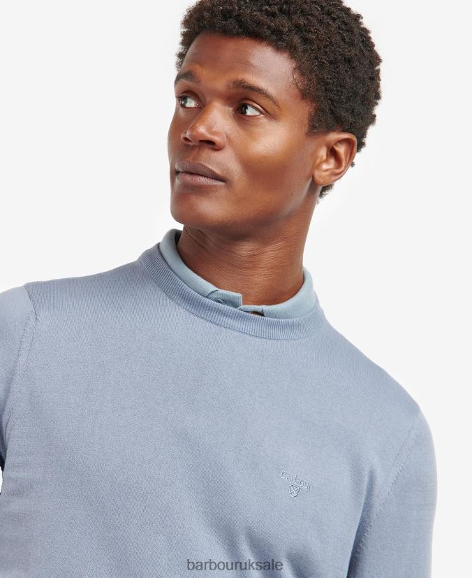 Light Cotton Crew Neck Sweater Barbour Men R08LB61126 Clothing Light Moss