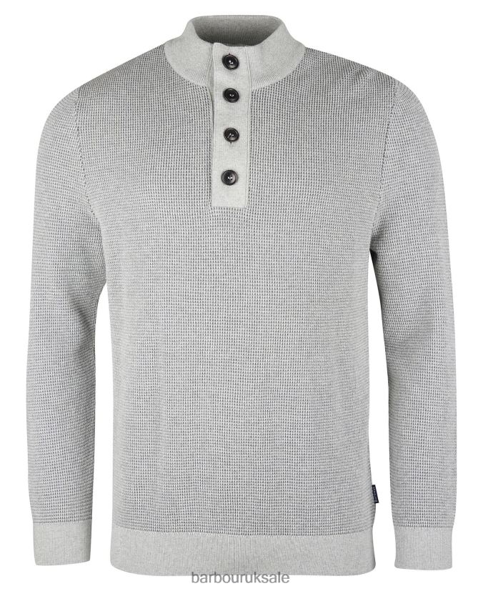 Malcolm Half Button Jumper Barbour Men R08LB61108 Clothing Grey Marl