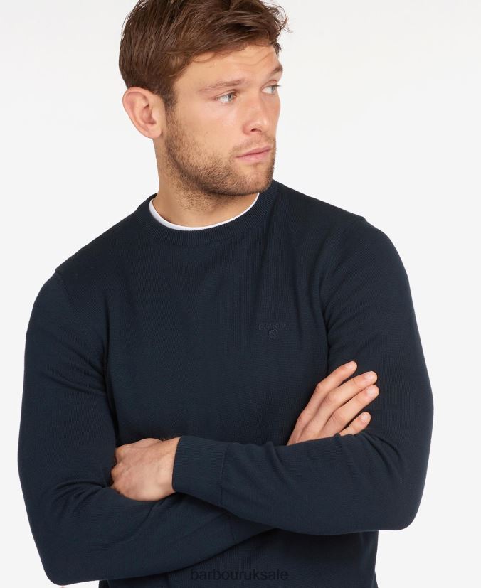 Pima Cotton Crew Neck Sweater Barbour Men R08LB61075 Clothing Charcoal