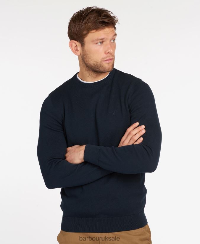 Pima Cotton Crew Neck Sweater Barbour Men R08LB61075 Clothing Charcoal