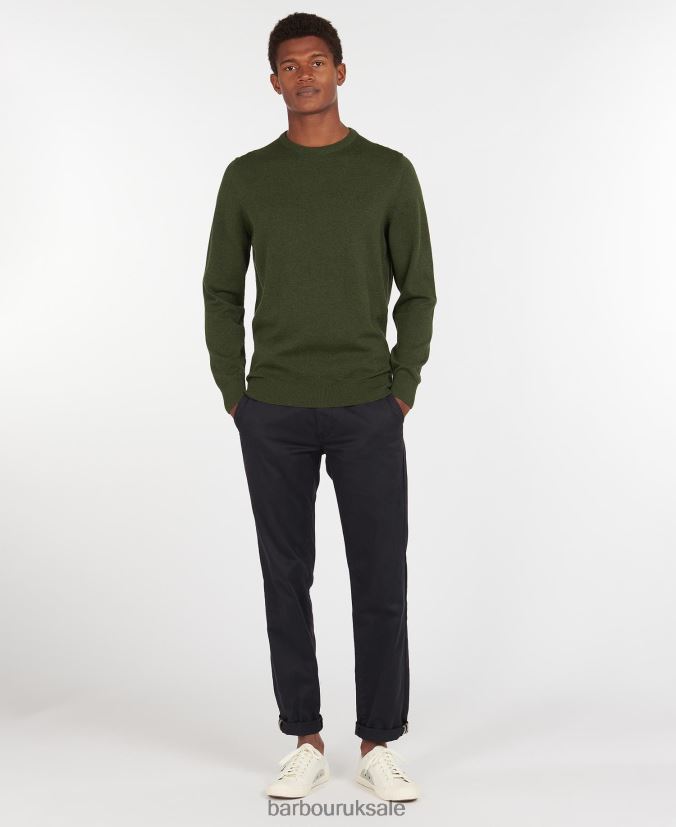 Pima Cotton Crew Neck Sweater Barbour Men R08LB61080 Clothing Grey