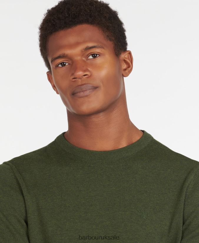 Pima Cotton Crew Neck Sweater Barbour Men R08LB61080 Clothing Grey