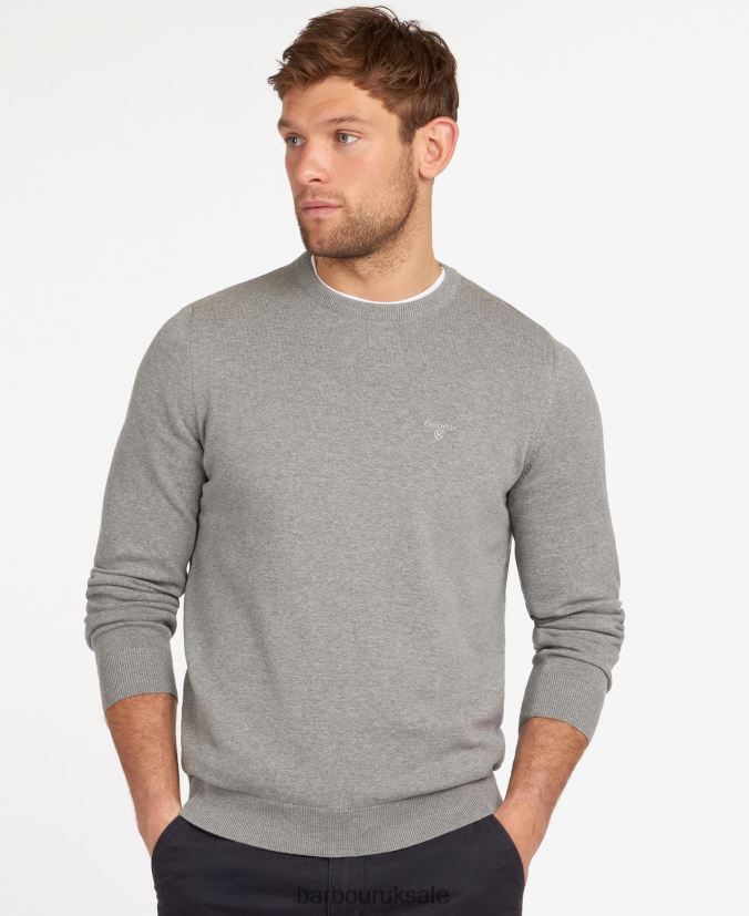 Pima Cotton Crew Neck Sweater Barbour Men R08LB61083 Clothing Antique White