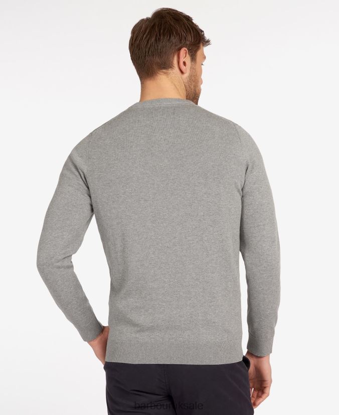 Pima Cotton Crew Neck Sweater Barbour Men R08LB61083 Clothing Antique White