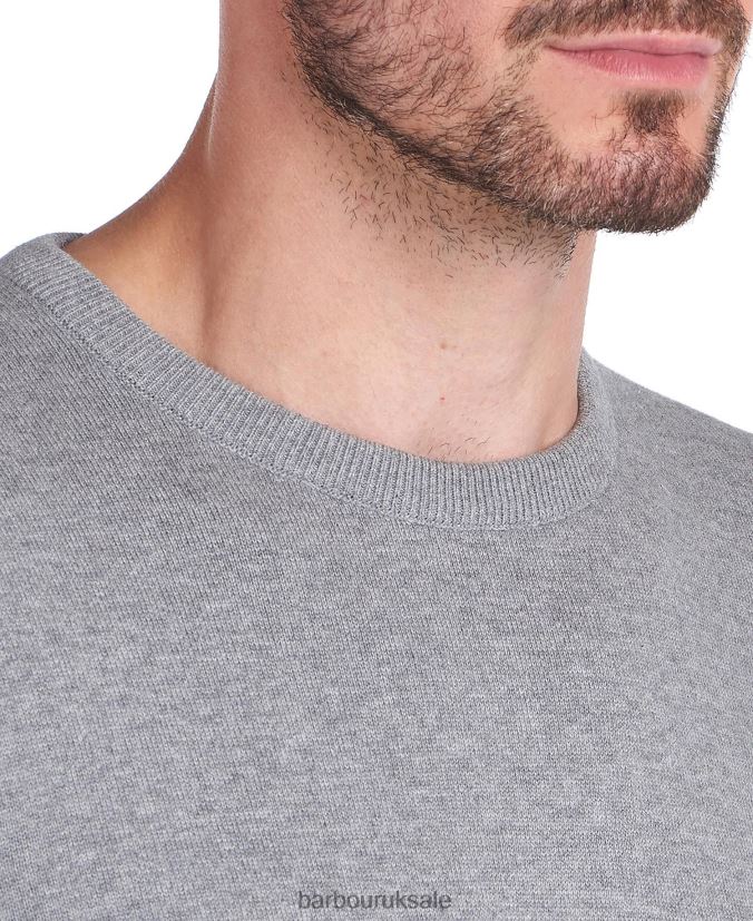 Pima Cotton Crew Neck Sweater Barbour Men R08LB61083 Clothing Antique White