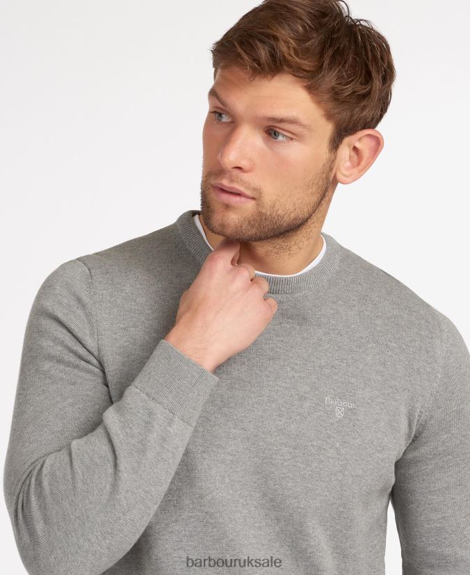 Pima Cotton Crew Neck Sweater Barbour Men R08LB61083 Clothing Antique White