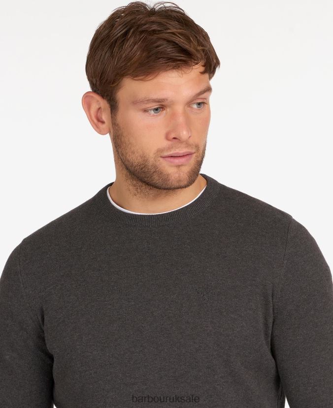 Pima Cotton Crew Neck Sweater Barbour Men R08LB61094 Clothing Mist