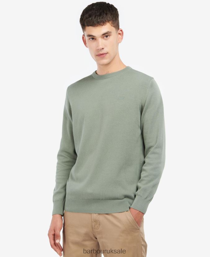 Pima Cotton Crew Neck Sweater Barbour Men R08LB61102 Clothing Agave Green