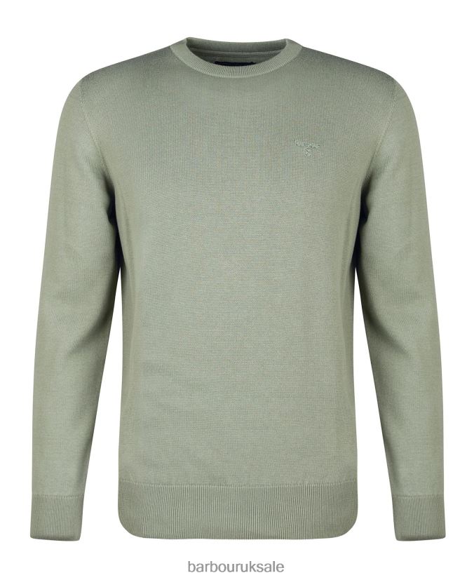 Pima Cotton Crew Neck Sweater Barbour Men R08LB61102 Clothing Agave Green