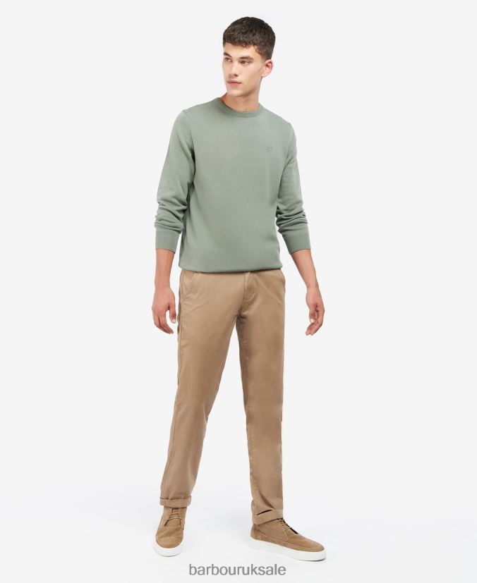 Pima Cotton Crew Neck Sweater Barbour Men R08LB61102 Clothing Agave Green