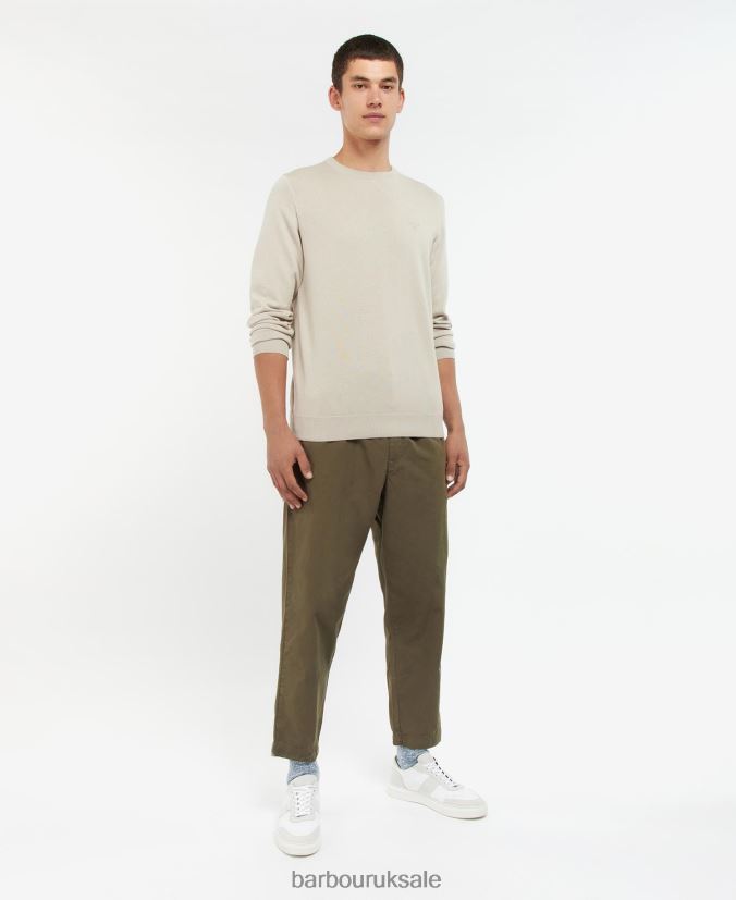 Pima Cotton Crew Neck Sweater Barbour Men R08LB61104 Clothing Agave Green