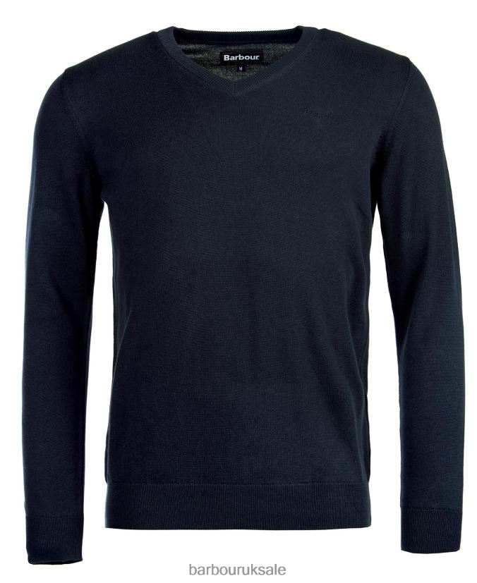 Pima Cotton V-Neck Sweater Barbour Men R08LB61087 Clothing CobaLight Marl