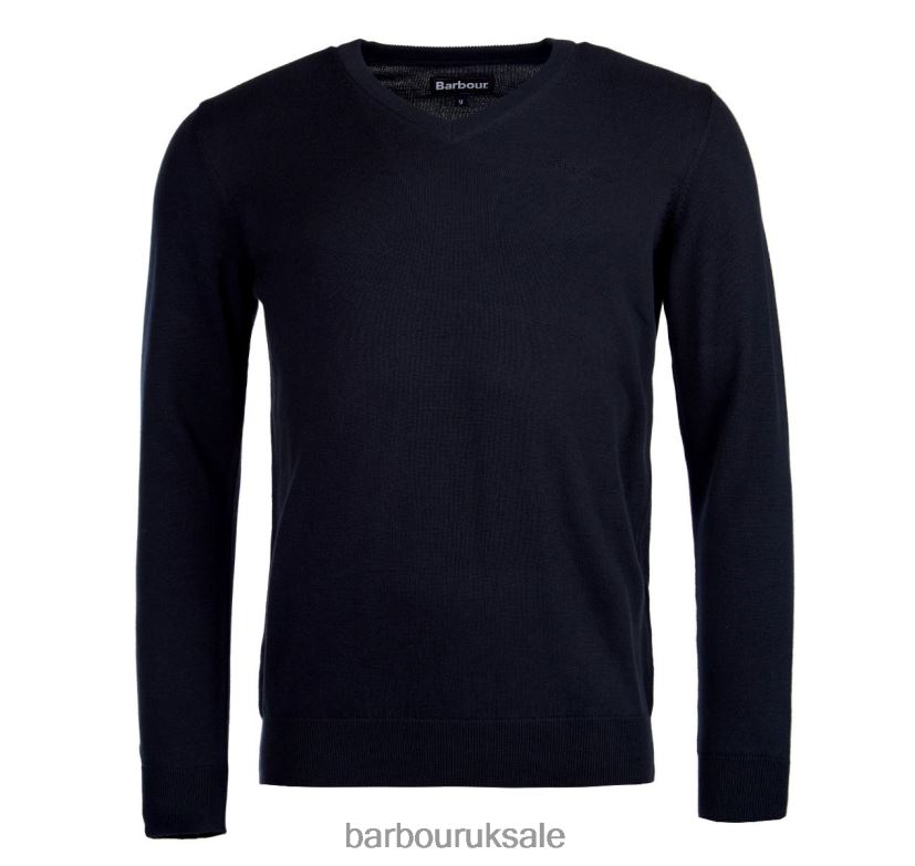 Pima Cotton V-Neck Sweater Barbour Men R08LB61087 Clothing CobaLight Marl