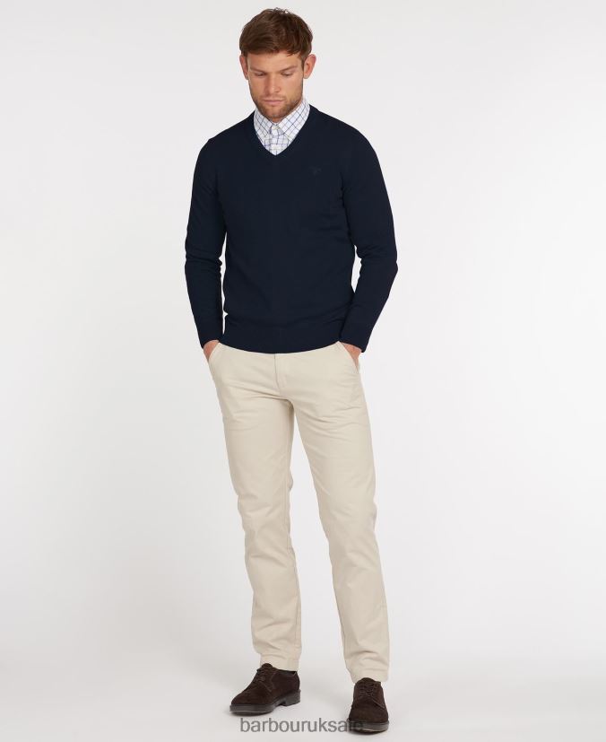 Pima Cotton V-Neck Sweater Barbour Men R08LB61087 Clothing CobaLight Marl