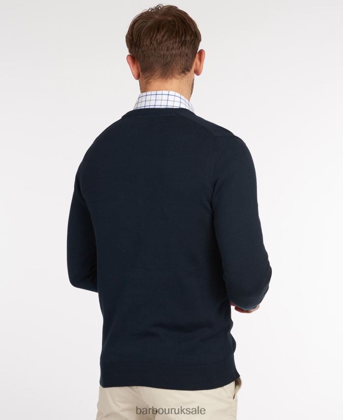 Pima Cotton V-Neck Sweater Barbour Men R08LB61087 Clothing CobaLight Marl