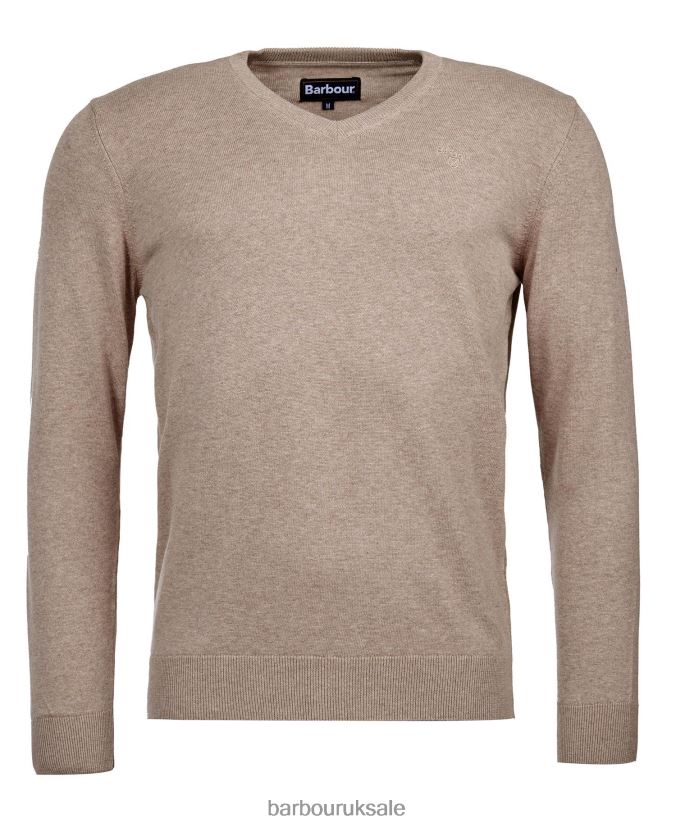 Pima Cotton V-Neck Sweater Barbour Men R08LB61091 Clothing CobaLight Marl