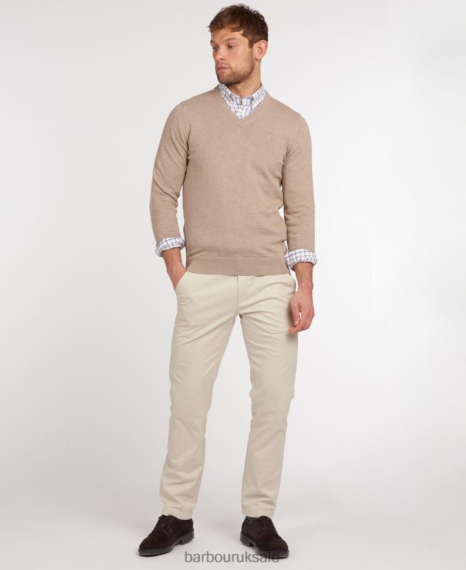 Pima Cotton V-Neck Sweater Barbour Men R08LB61091 Clothing CobaLight Marl