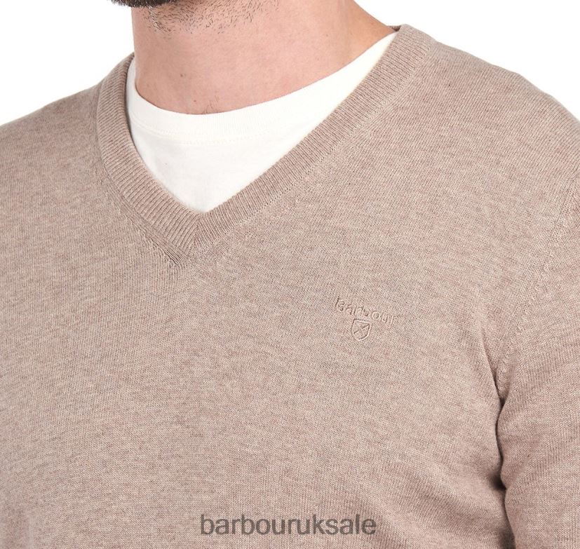 Pima Cotton V-Neck Sweater Barbour Men R08LB61091 Clothing CobaLight Marl